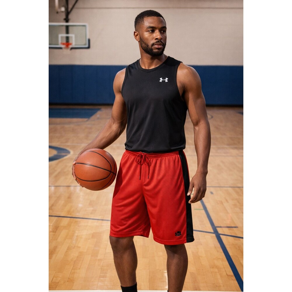 Under Armour Men’s Basketball Shorts Red Black Medium NWT